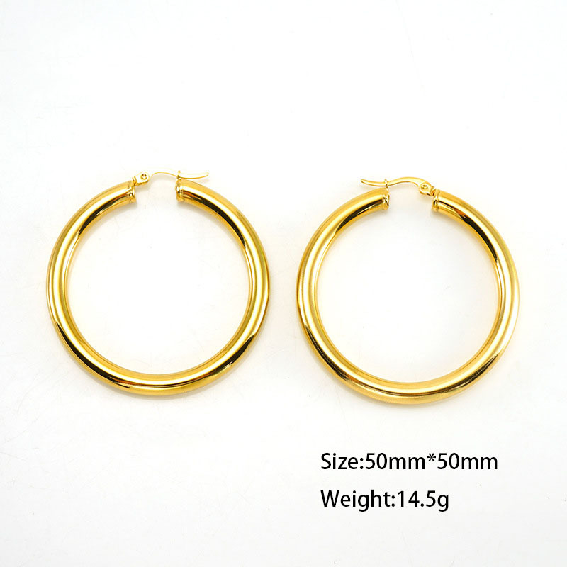 Simple PVD Plated 30mm&50mm Hoop Earrings in Stainless Steel