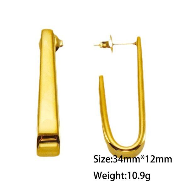 PVD Plating Stainless Steel Stud Earrings with Hooks in Two Colors