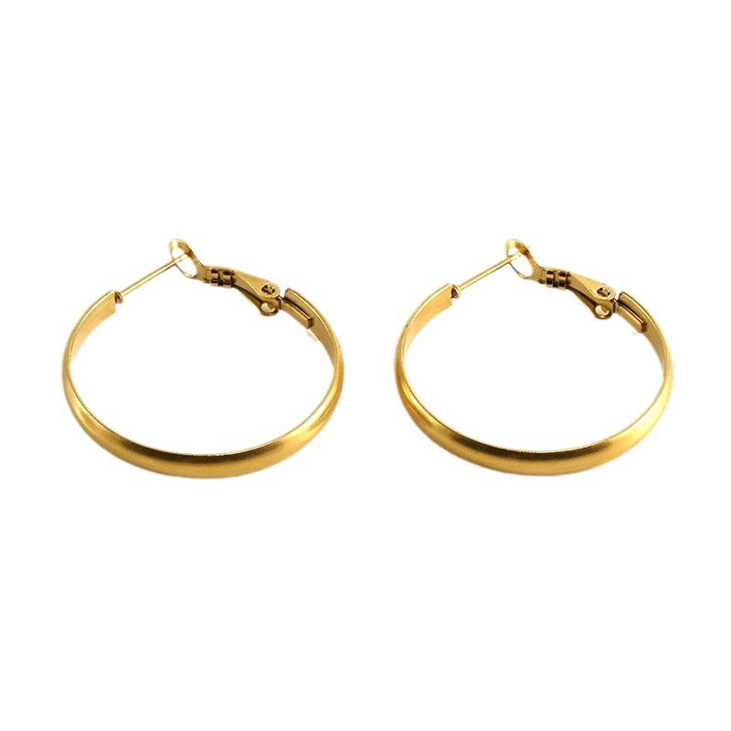 316L Pierced Stainless Steel Earrings Shiny Gold Hoop Earrings
