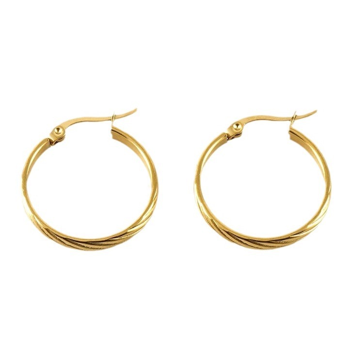 24mm*24mm Stylish Windswept Stainless Steel Hoop Earrings