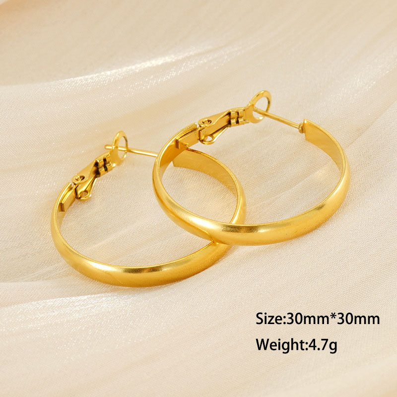 316L Pierced Stainless Steel Earrings Shiny Gold Hoop Earrings