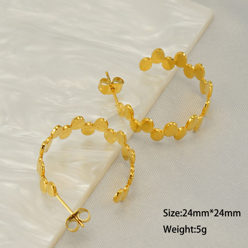 316L Stainless Steel J-Hoops Earrings with Irregular Dots