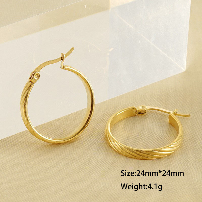 24mm*24mm Stylish Windswept Stainless Steel Hoop Earrings