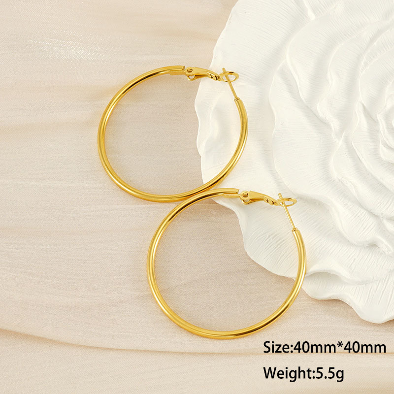 18K Gold Plated Oversized Classic Hoop Stainless Steel Earrings