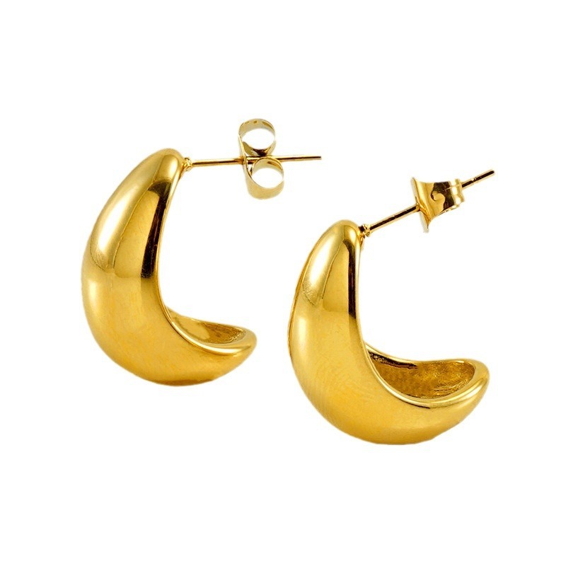 Cute Stainless Steel Stud Earrings with 18K Gold Small Pea design