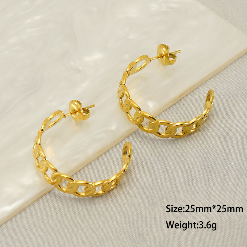 Geometric Round  Hoop Earrings in Stainless Steel With Hollow Design