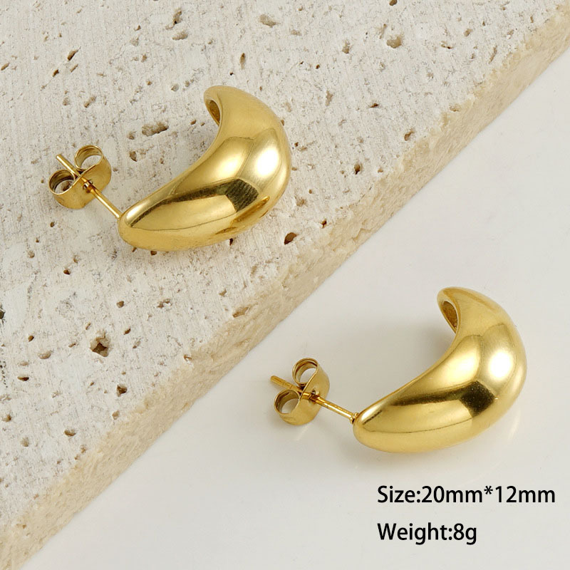 Cute Stainless Steel Stud Earrings with 18K Gold Small Pea design