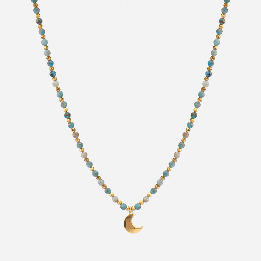 *Pre-order*  wholesale crescent moon african turquoise beaded necklace
