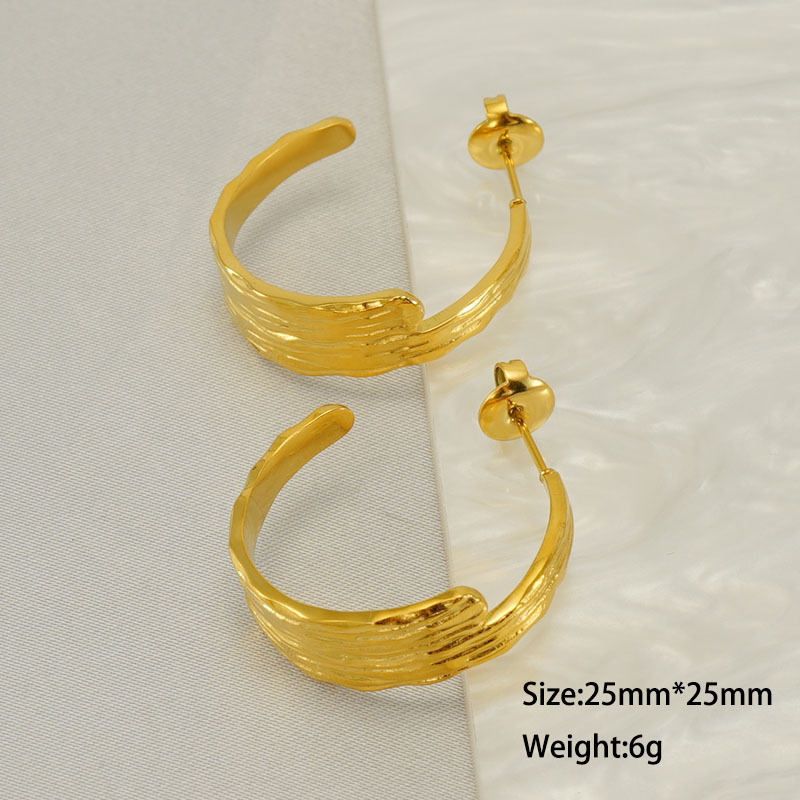 Wholesale Fashion Stainless Steel 18K Gold Plated Irregular Geometric C Shaped Cuff  Earrings