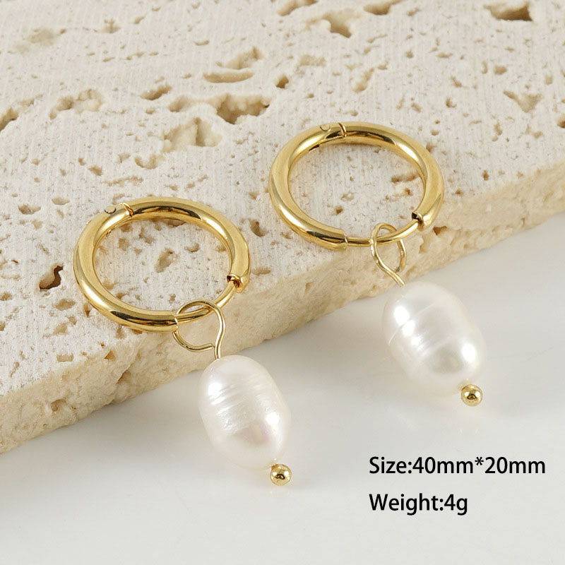 French Stainless Steel Vintage Freshwater Pearl 316L Earrings