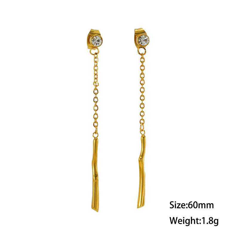 Minimalist Chain Rhinestones Stainless Steel Dangle Earrings