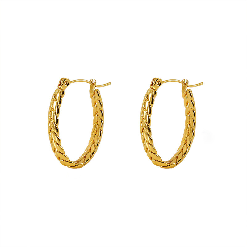 Gold Plated Wheat Hypoallergenic Stainless Steel Hoop Earrings
