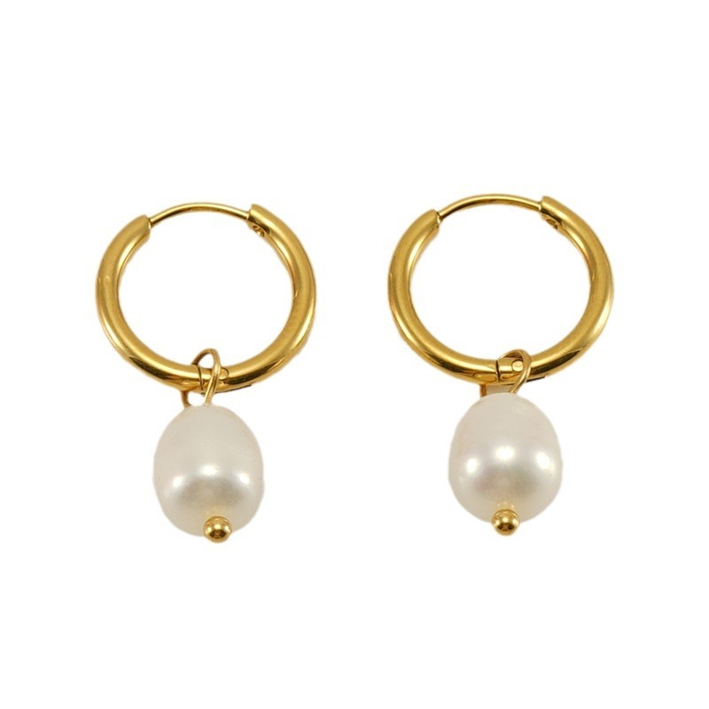 French Stainless Steel Vintage Freshwater Pearl 316L Earrings