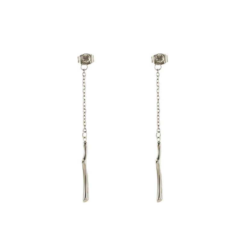 Minimalist Chain Rhinestones Stainless Steel Dangle Earrings