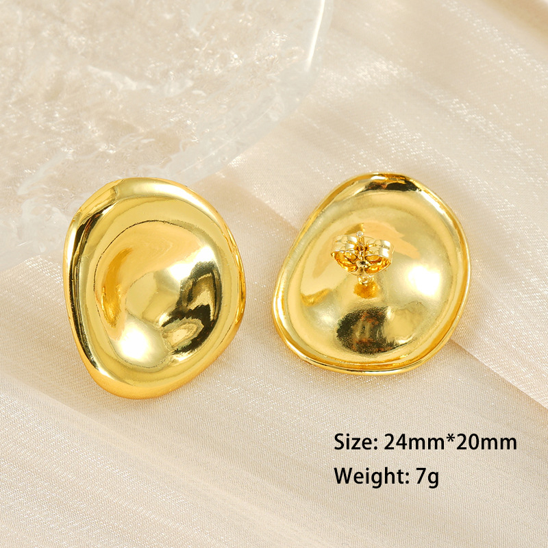 18K Gold Irregular Classic Glossy Stainless Steel Stud Earrings