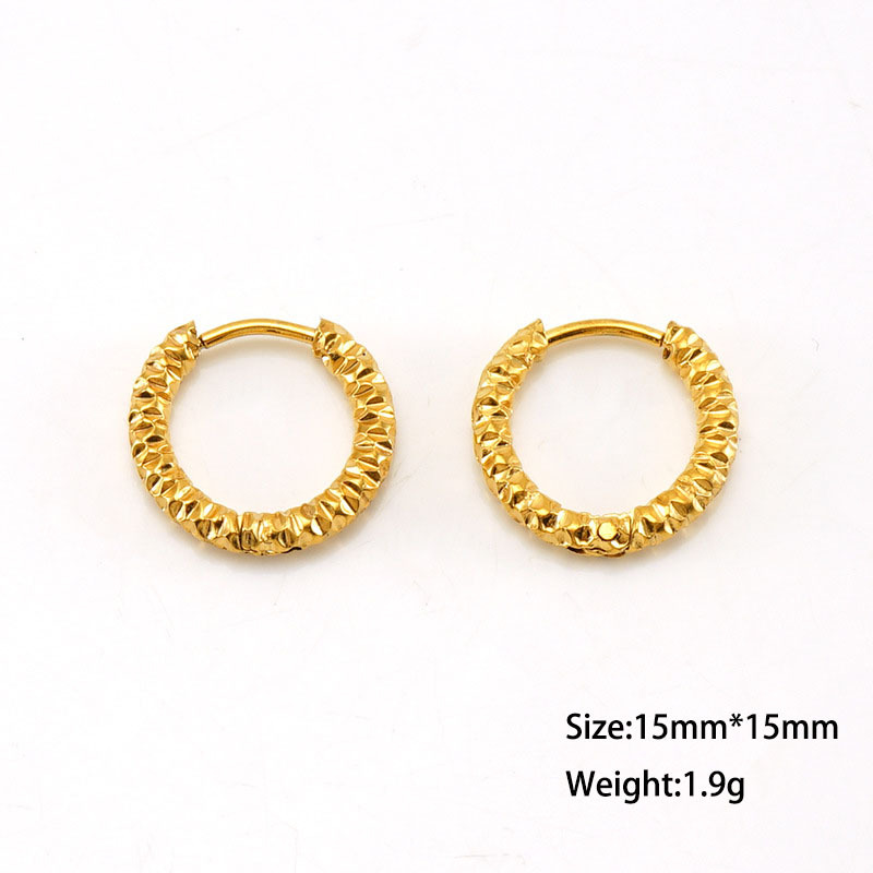 15mm Silver and Gold Hammered  Hoop Earrings in  Stainless Steel