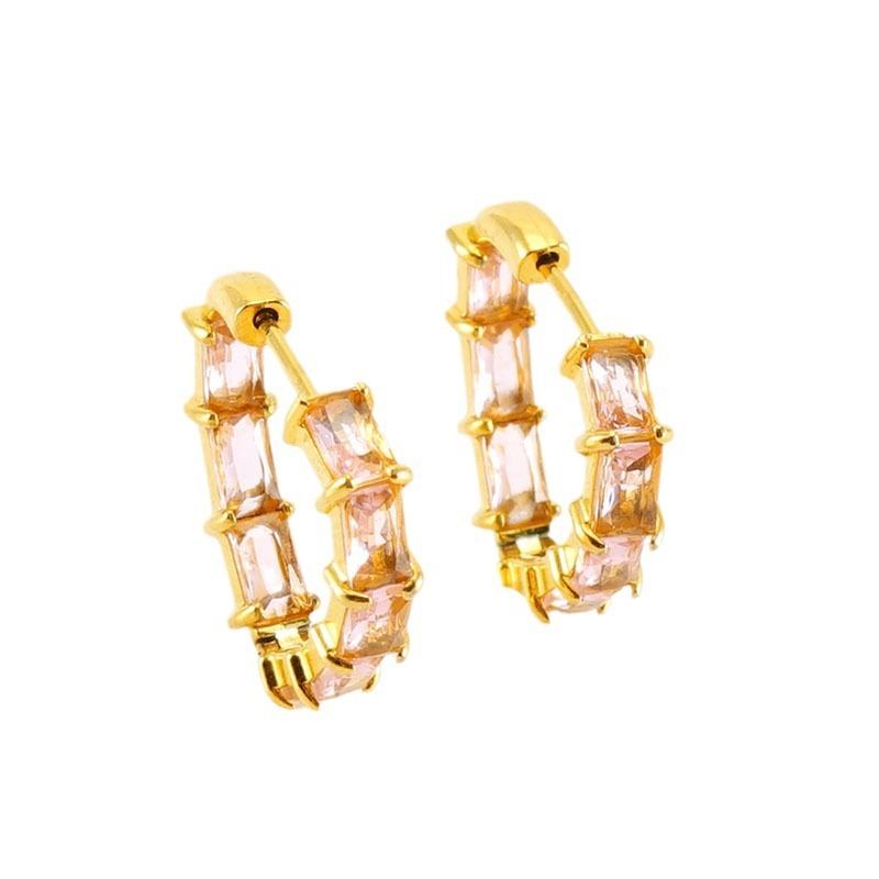 316L Heart-Shapes Stainless Steel and Zirconia Reversible Hoop Earrings