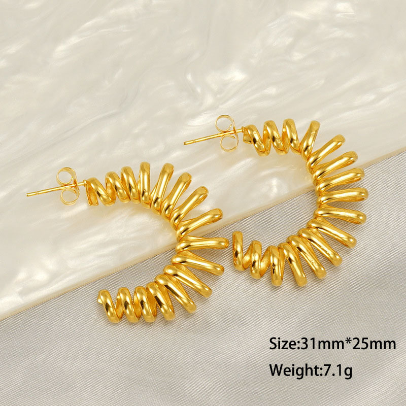 316L Blod Stainless Steel C-Hoop Spring Earrings