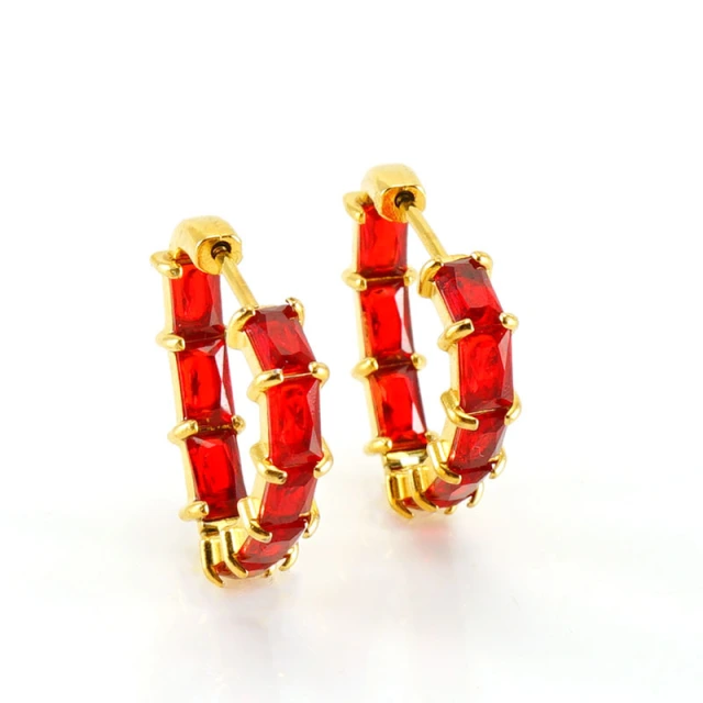 316L Heart-Shapes Stainless Steel and Zirconia Reversible Hoop Earrings