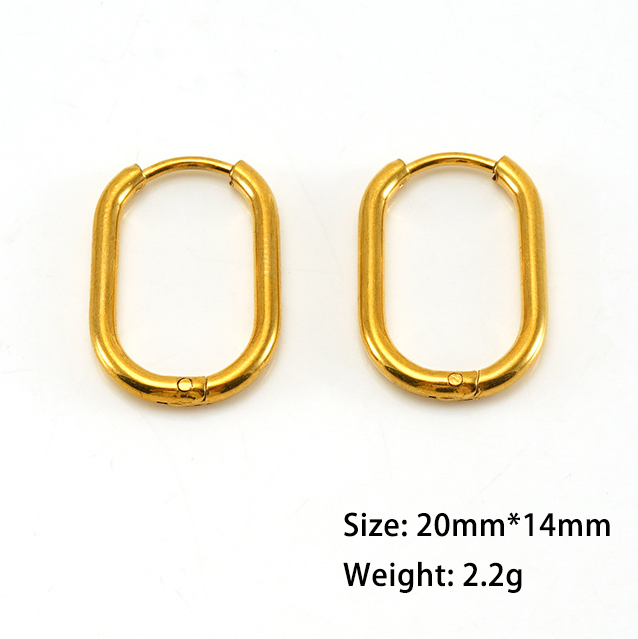 316L Simple Oval-Shape Stainless Steel  Hoop Earrings