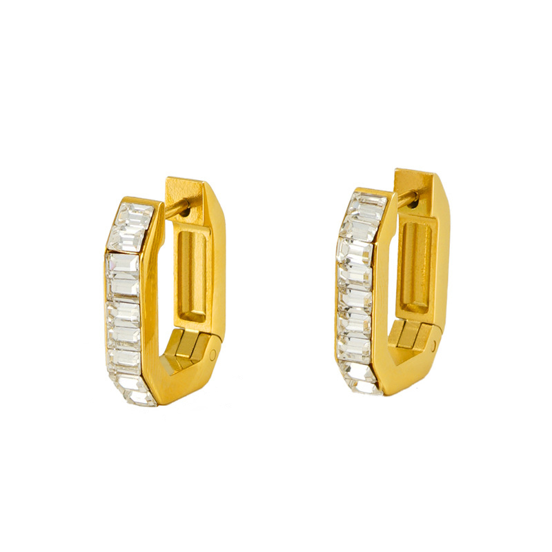 Dazzling Geometric Stainless Steel Coloured Zirconia Hoop Earrings