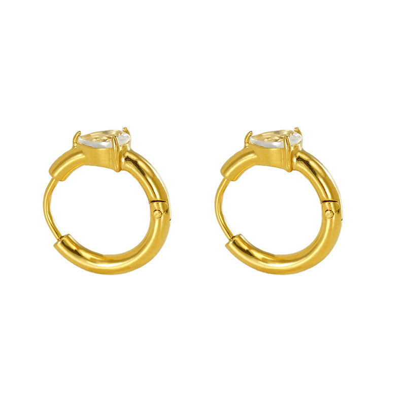 18k Plating Stainless Steel Hoop Earrings with Colorful Teardrop Zirconias