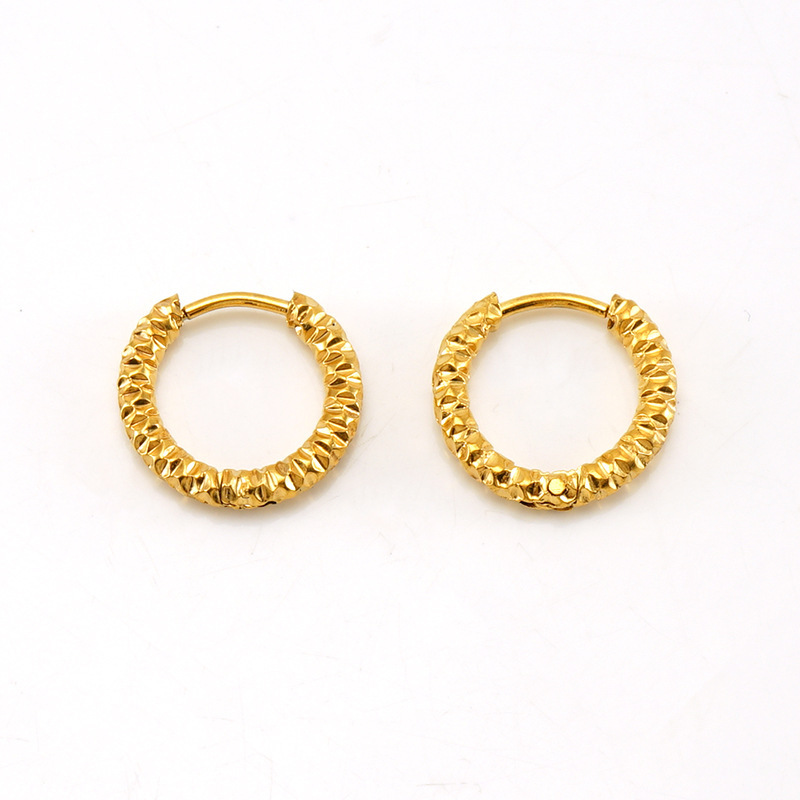 15mm Silver and Gold Hammered  Hoop Earrings in  Stainless Steel