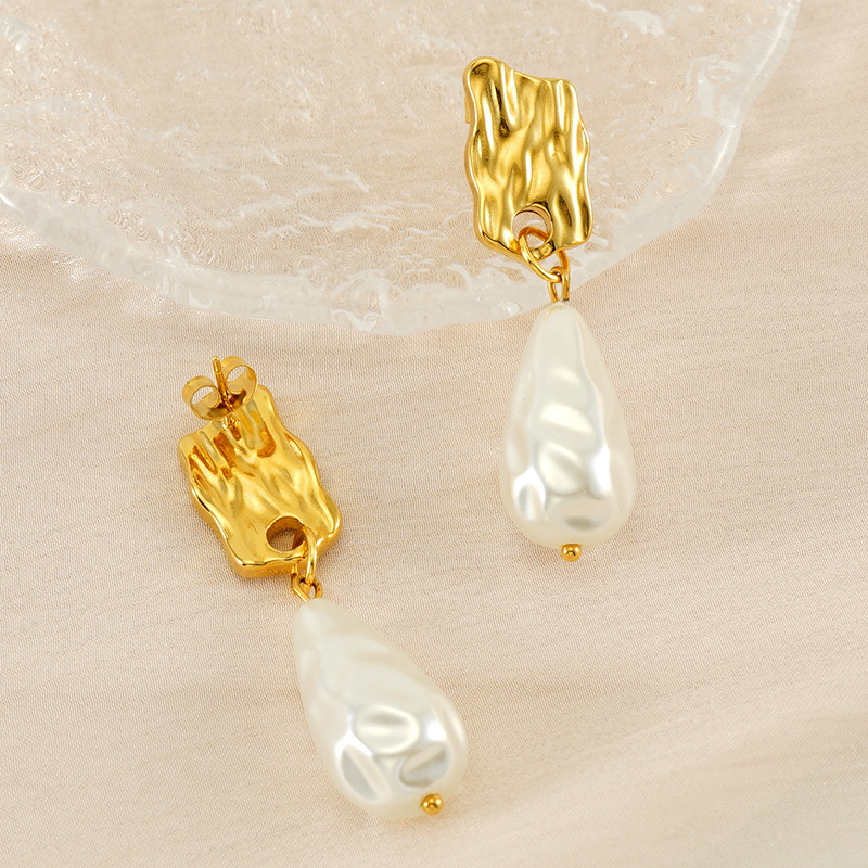 Classic 316L Stainless Steel Pearl Charm  Stud Earrings