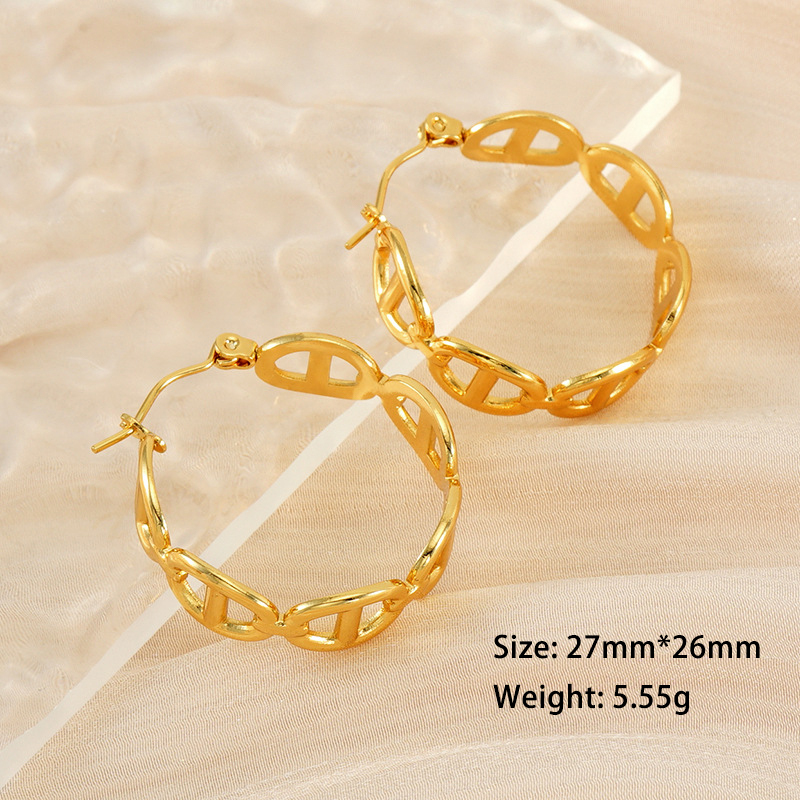 PVD Plated Fashion Stainless Steel Linked Hoop Earrings