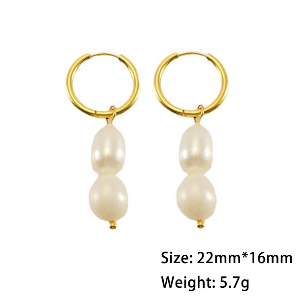 316L Stainless Steel Freshwater Pearl Huggie Earrings