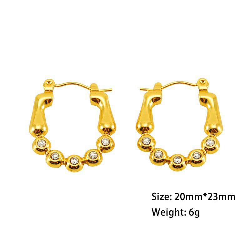18K Gold Plated Stainless Steel Earrings With Rhinestones