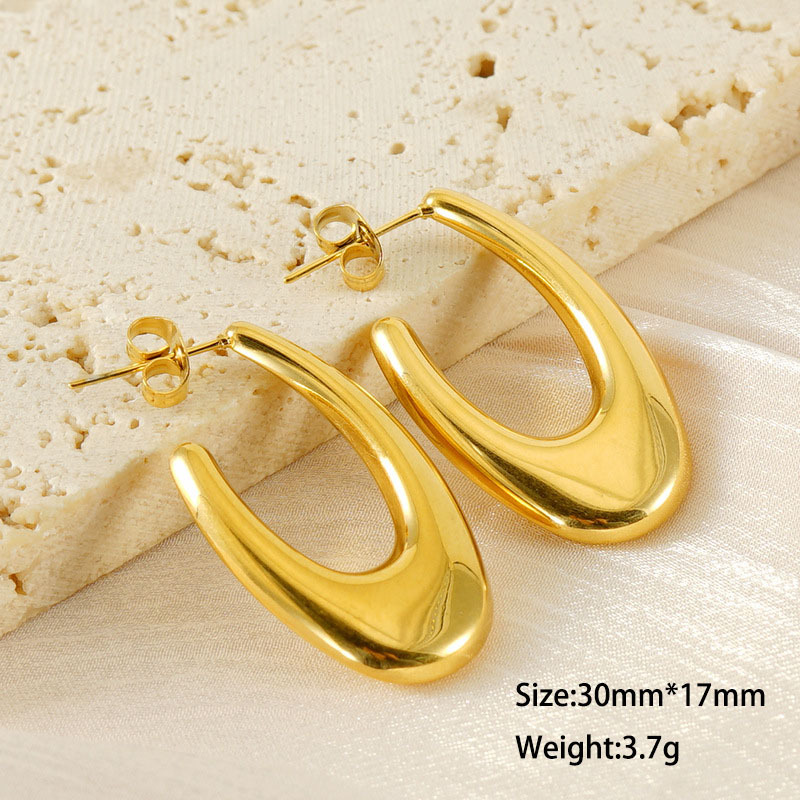 Minimalist Sleek 18K Gold PVD Coating Stainless Steel J Hoop Earrings