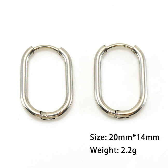 316L Simple Oval-Shape Stainless Steel  Hoop Earrings