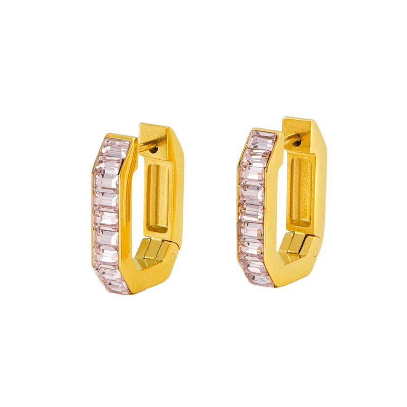 Dazzling Geometric Stainless Steel Coloured Zirconia Hoop Earrings