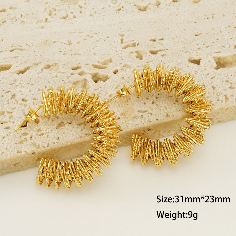Gold Plated Irregular Stainless Steel Spring Hollow Earrings