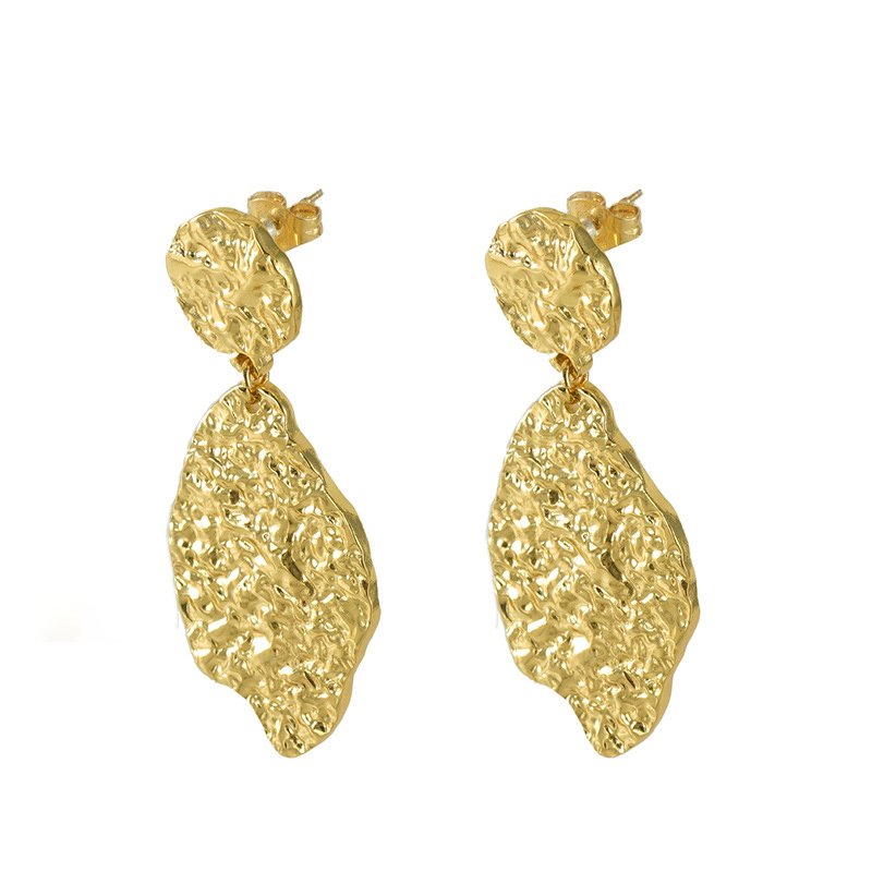Dazzling PVD Coated Hammertone Textured Stainless Steel Stud Earrings