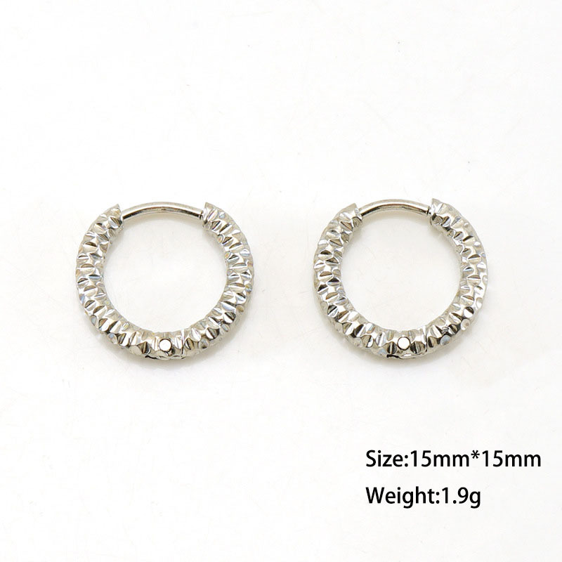 15mm Silver and Gold Hammered  Hoop Earrings in  Stainless Steel