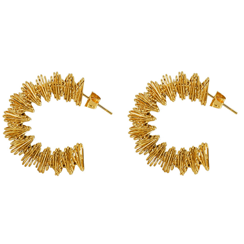 Gold Plated Irregular Stainless Steel Spring Hollow Earrings