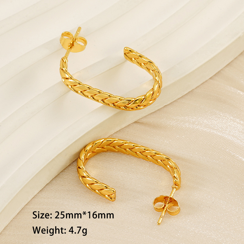 Corrosion Resistance 18k Gold Plated Stainless Steel Oval Hoop Earrings