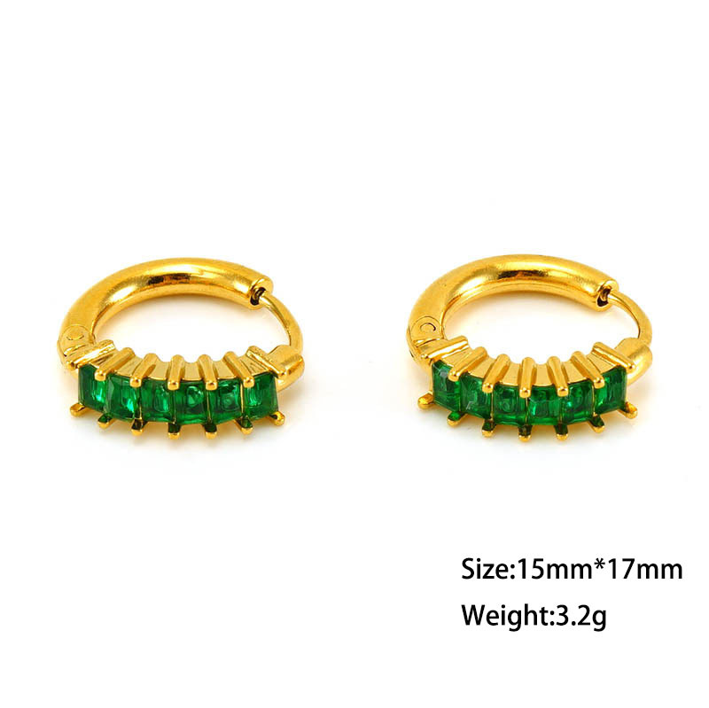 18k Gold Plated Stainless Steel Hoop Earrings With Zircon