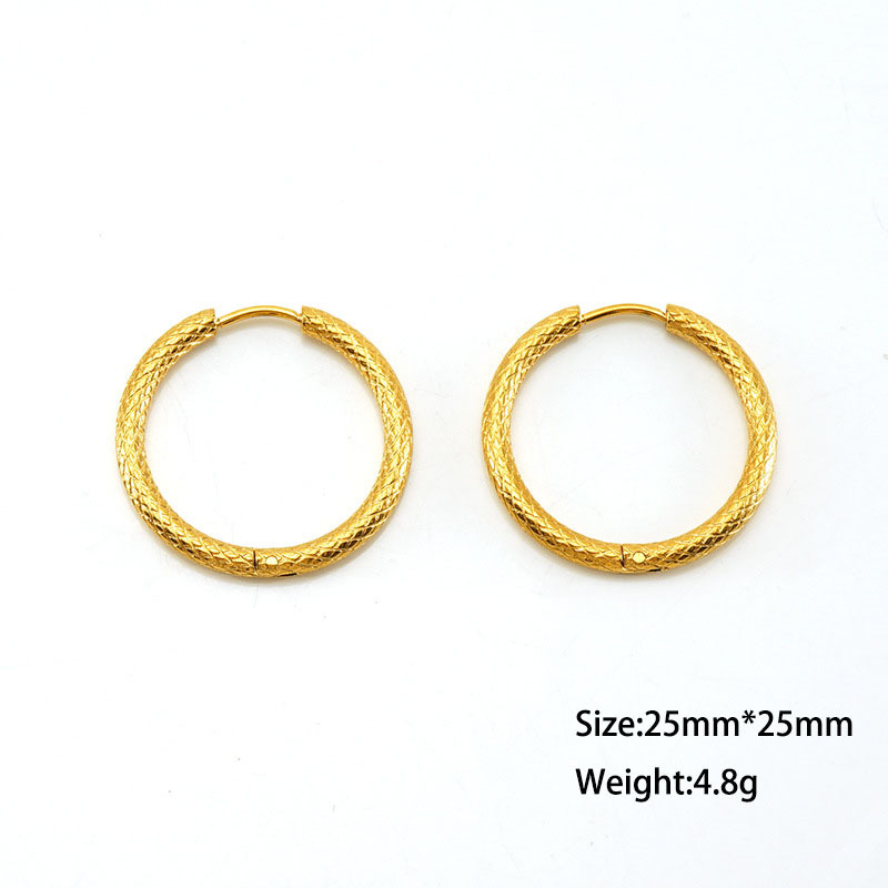 18k Gold Plated Stylish O-Shape Stainless Steel Hoop Earrings