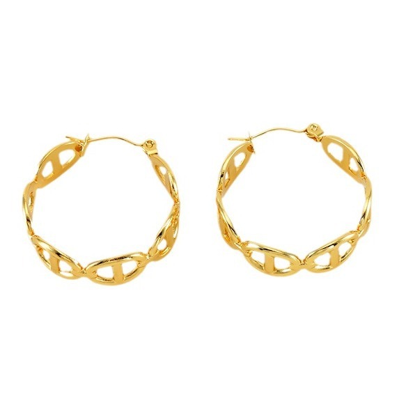 PVD Plated Fashion Stainless Steel Linked Hoop Earrings