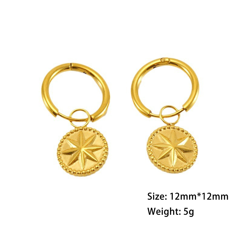 Stainless Steel European And American Fashion Eight-Pointed Star Earrings