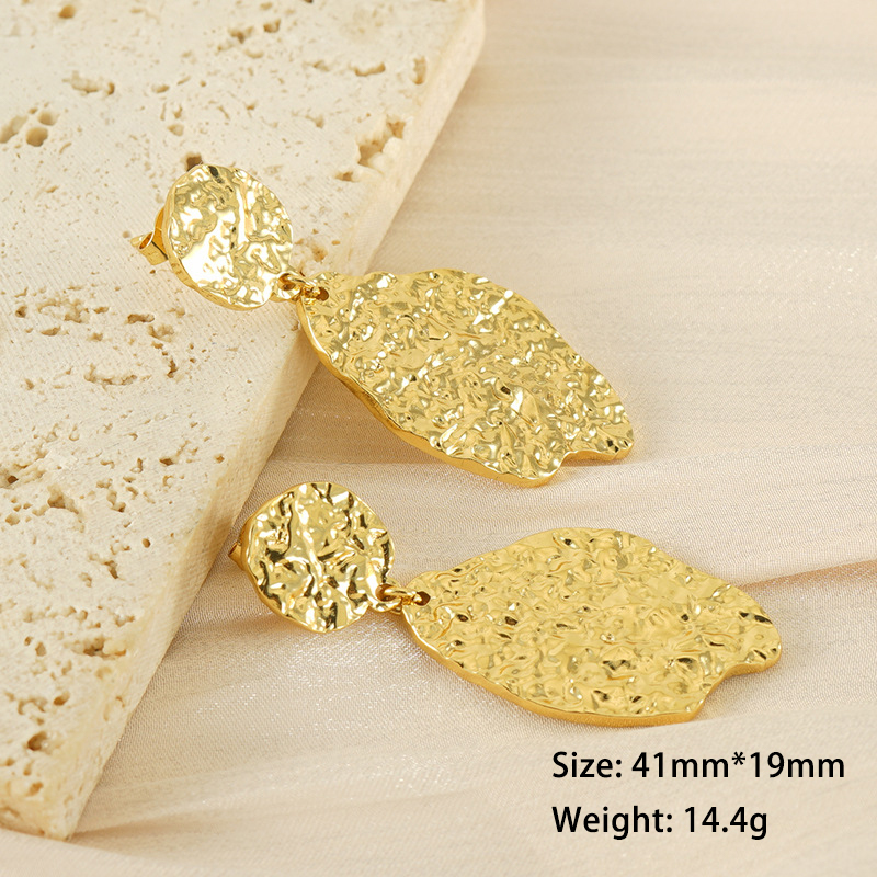 Dazzling PVD Coated Hammertone Textured Stainless Steel Stud Earrings
