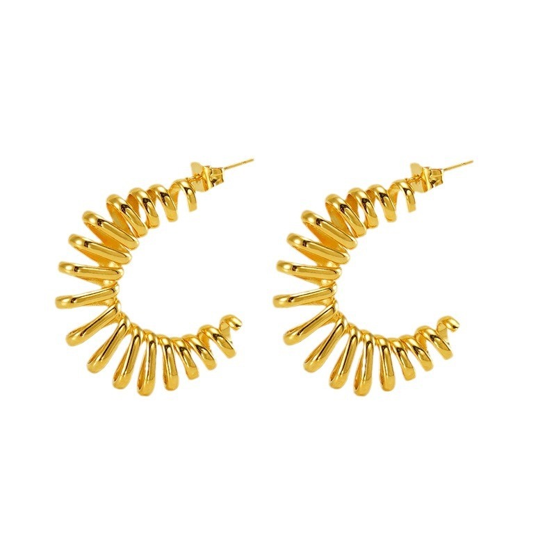 316L Blod Stainless Steel C-Hoop Spring Earrings