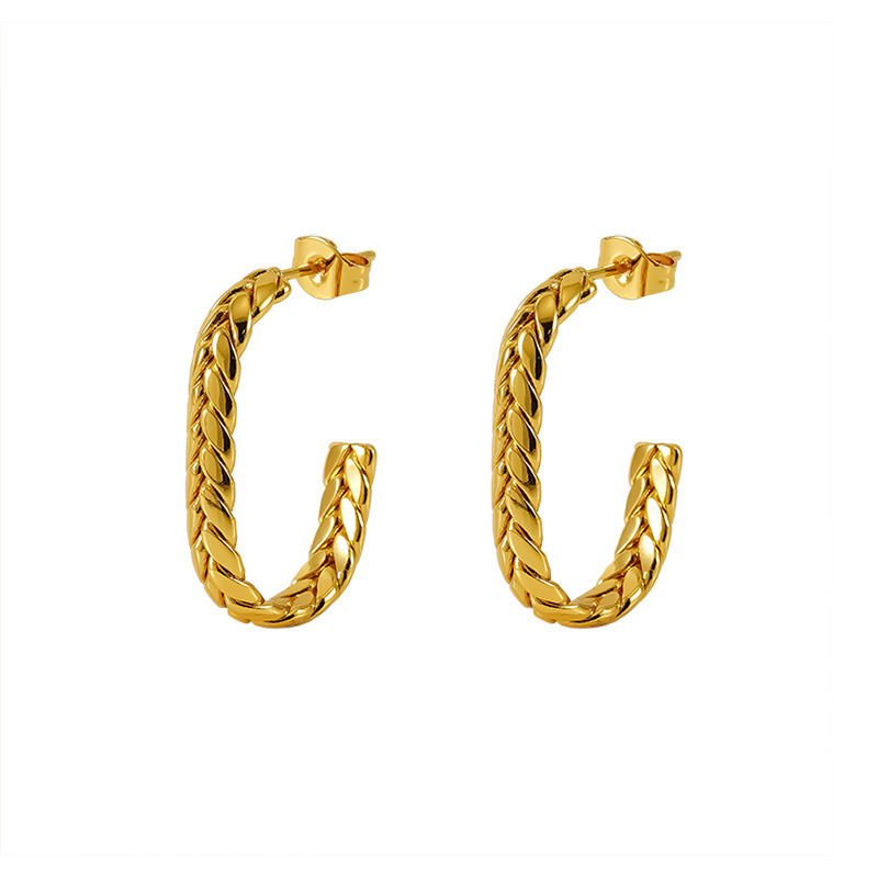 Corrosion Resistance 18k Gold Plated Stainless Steel Oval Hoop Earrings