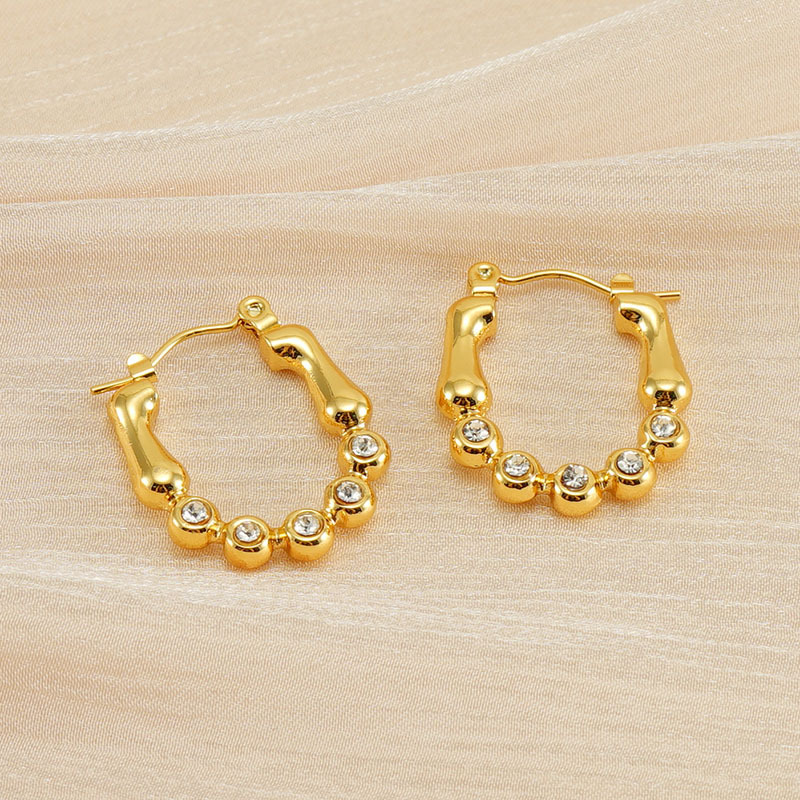 18K Gold Plated Stainless Steel Earrings With Rhinestones
