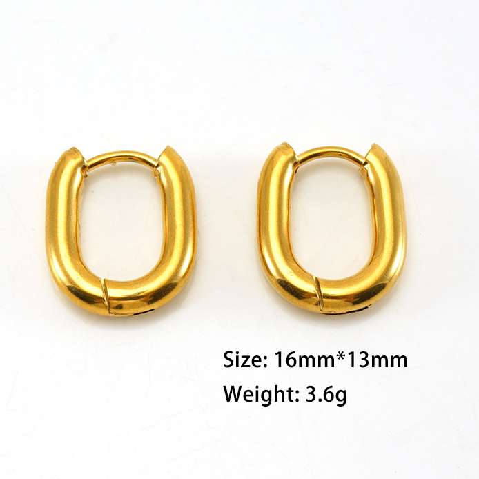 PVD Coated Simple U-Shape Stainless Steel Hoop Earrings