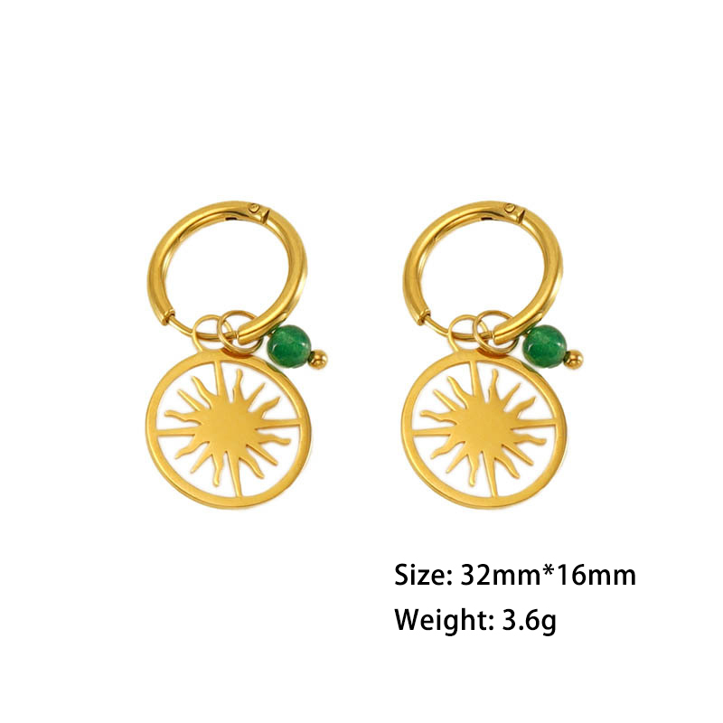 316L Openwork Sun God Charm Earrings in Stainless Steel