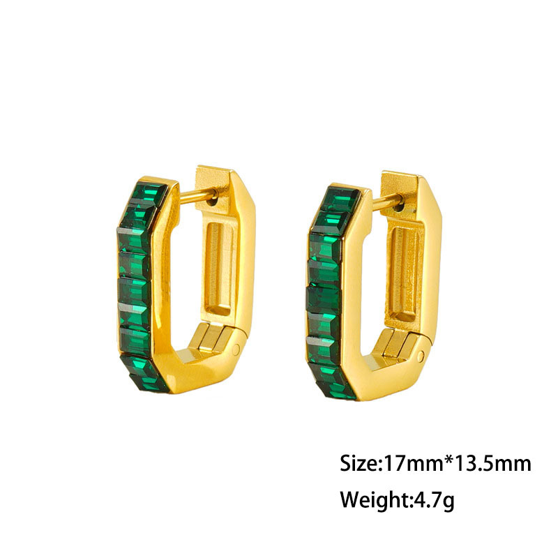 Dazzling Geometric Stainless Steel Coloured Zirconia Hoop Earrings